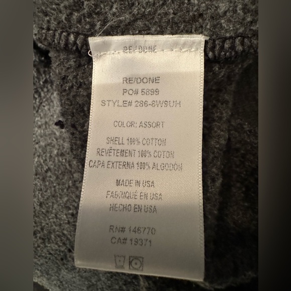 REDONE Notre Dame Upcycled Cropped Hoodie Women’s Grey & Black Size XS/Small - Picture 8 of 10